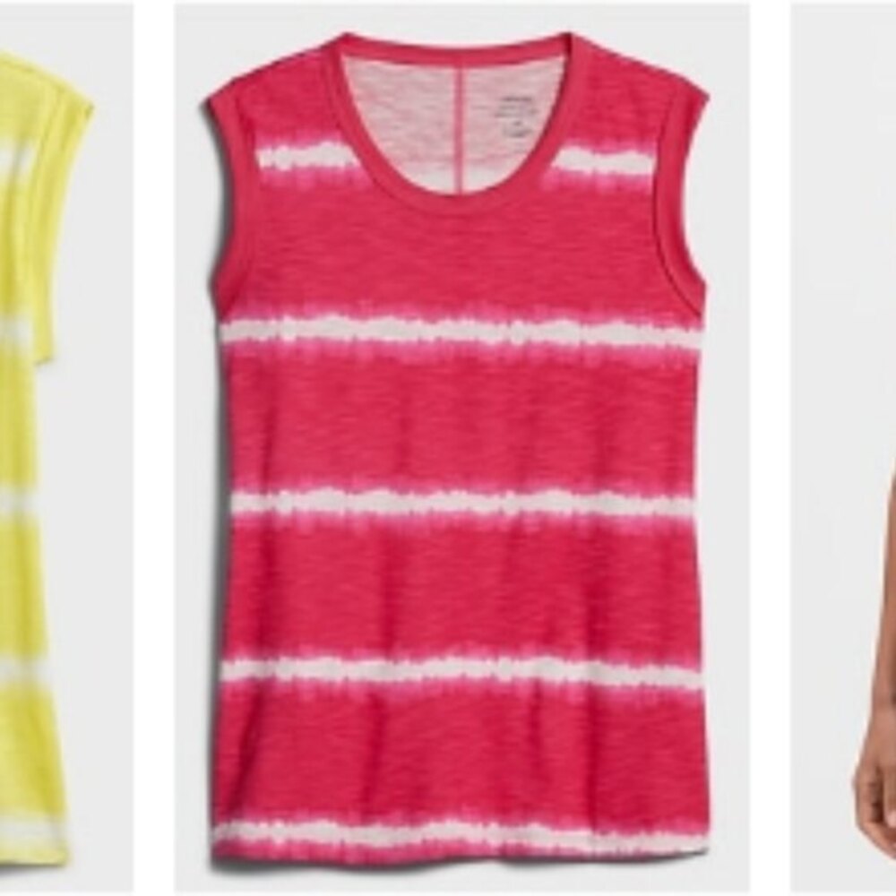 Banana Republic Factory Tie Dye Malibu Roll-Sleeve T-Shirt in Pink/White (NWT)